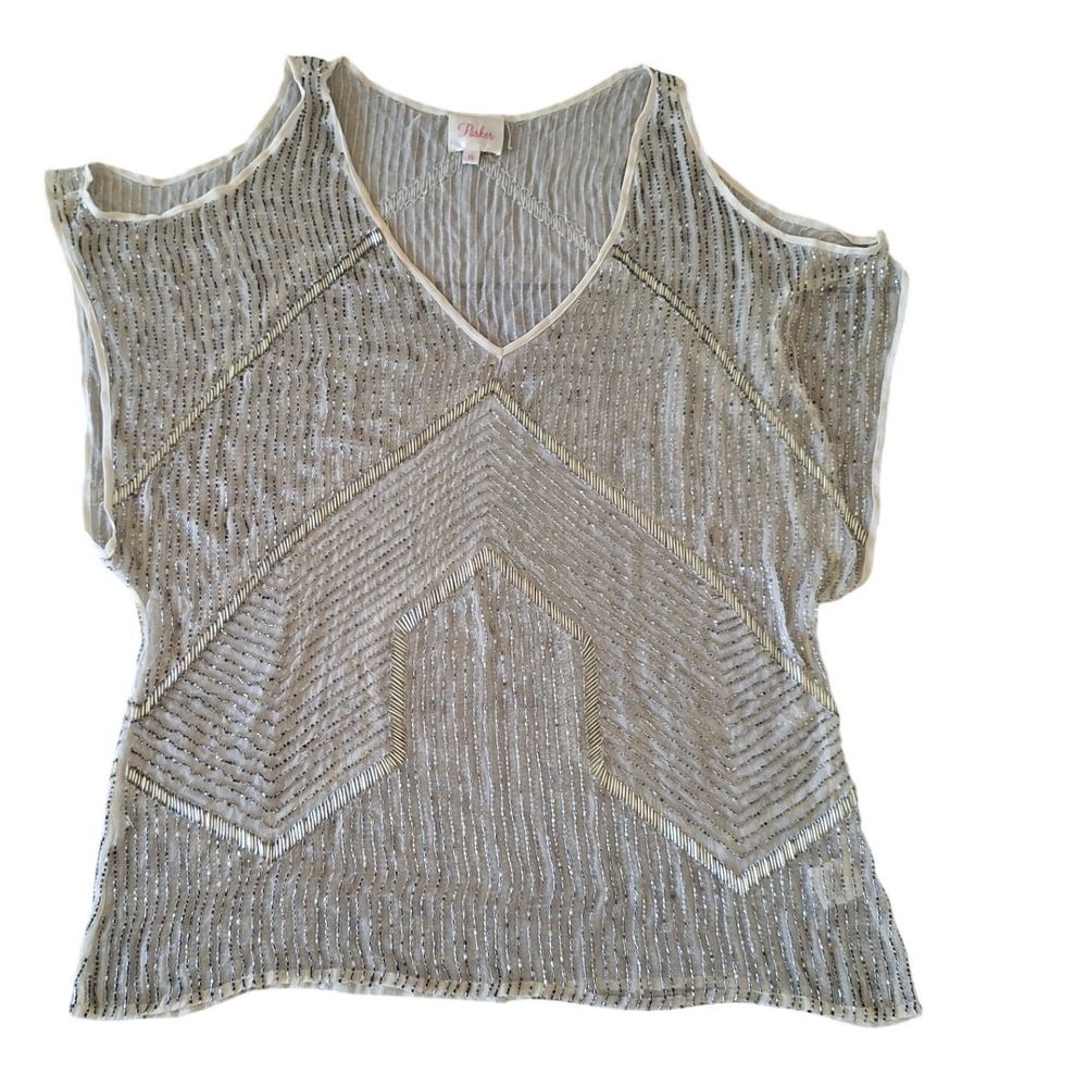 Parker  Top  Silk Glass‎ Beaded Boho Design  Womens Size XS